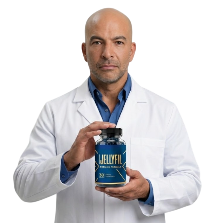 Doctor holding Jellyfil Premium Bottle Supplement